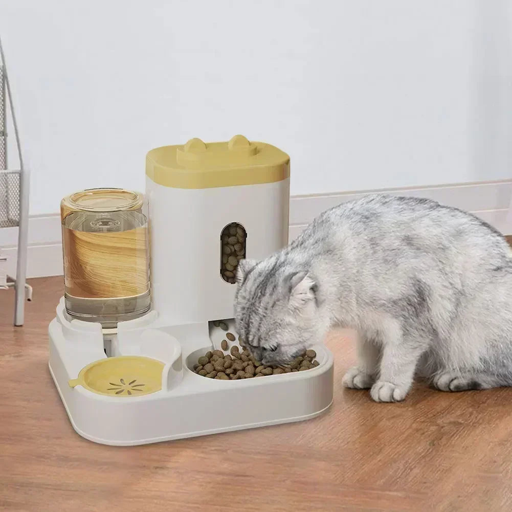 Distributeur Automatique 2-en-1 Nourriture & Eau pour Chats & Chiots