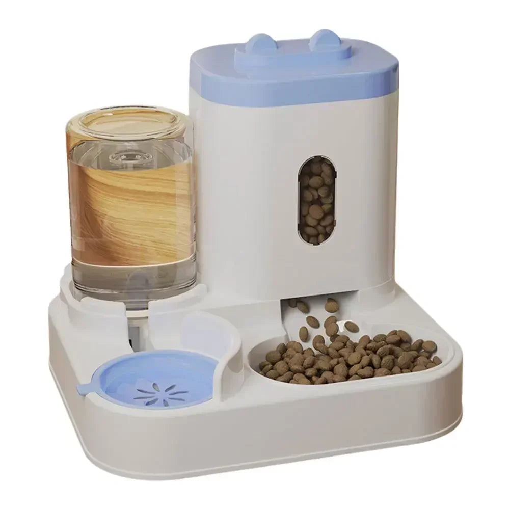 Distributeur Automatique 2-en-1 Nourriture & Eau pour Chats & Chiots