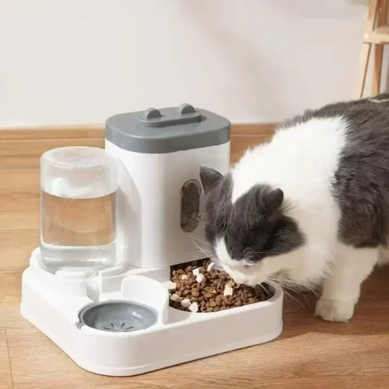 Distributeur Automatique 2-en-1 Nourriture & Eau pour Chats & Chiots