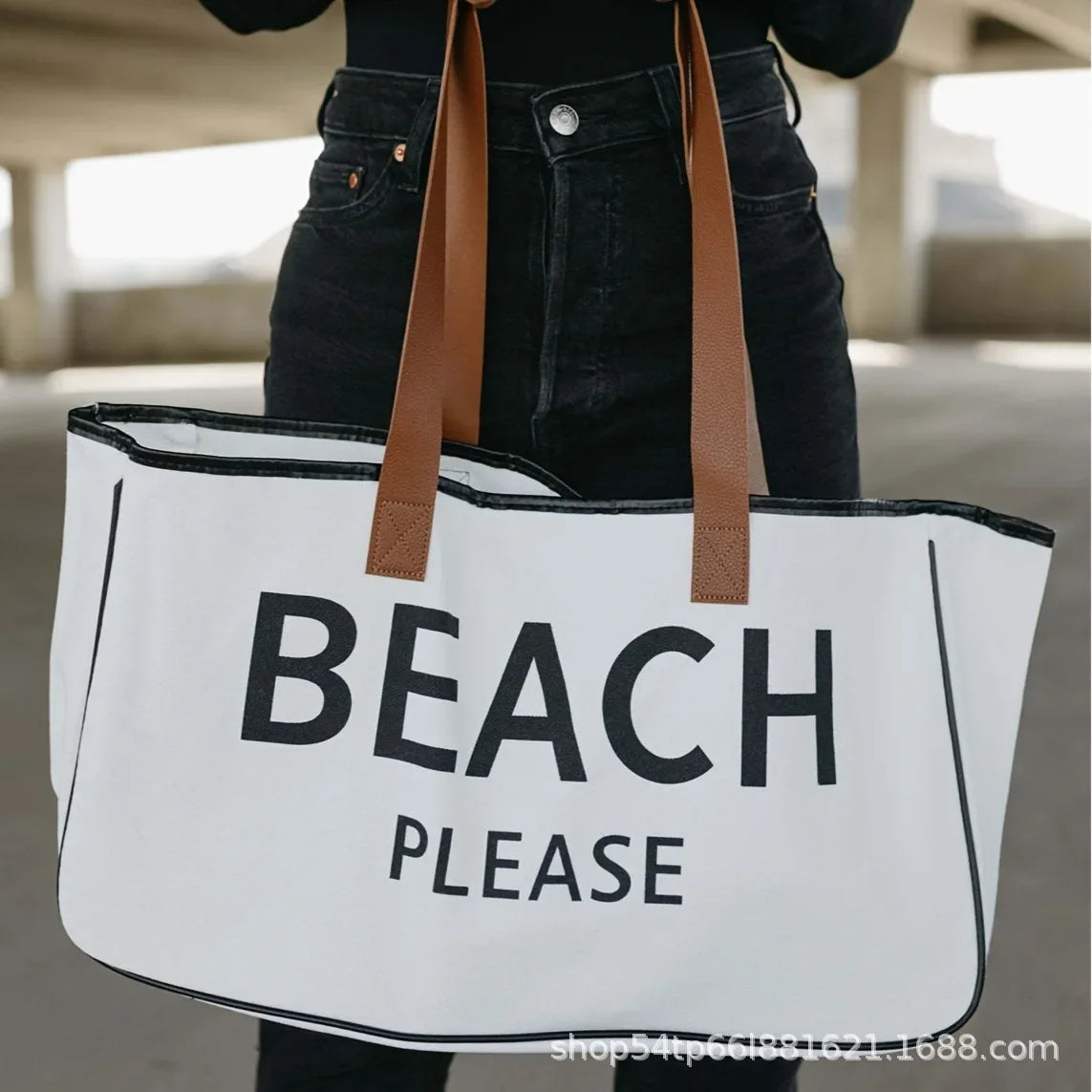 Sac Bandoulière en Coton et Lin - "Beach Please" / "Weekend Vibes"