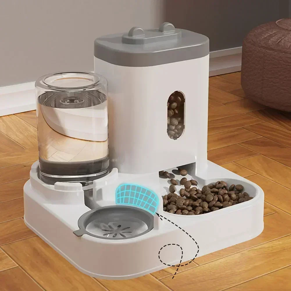 Distributeur Automatique 2-en-1 Nourriture & Eau pour Chats & Chiots