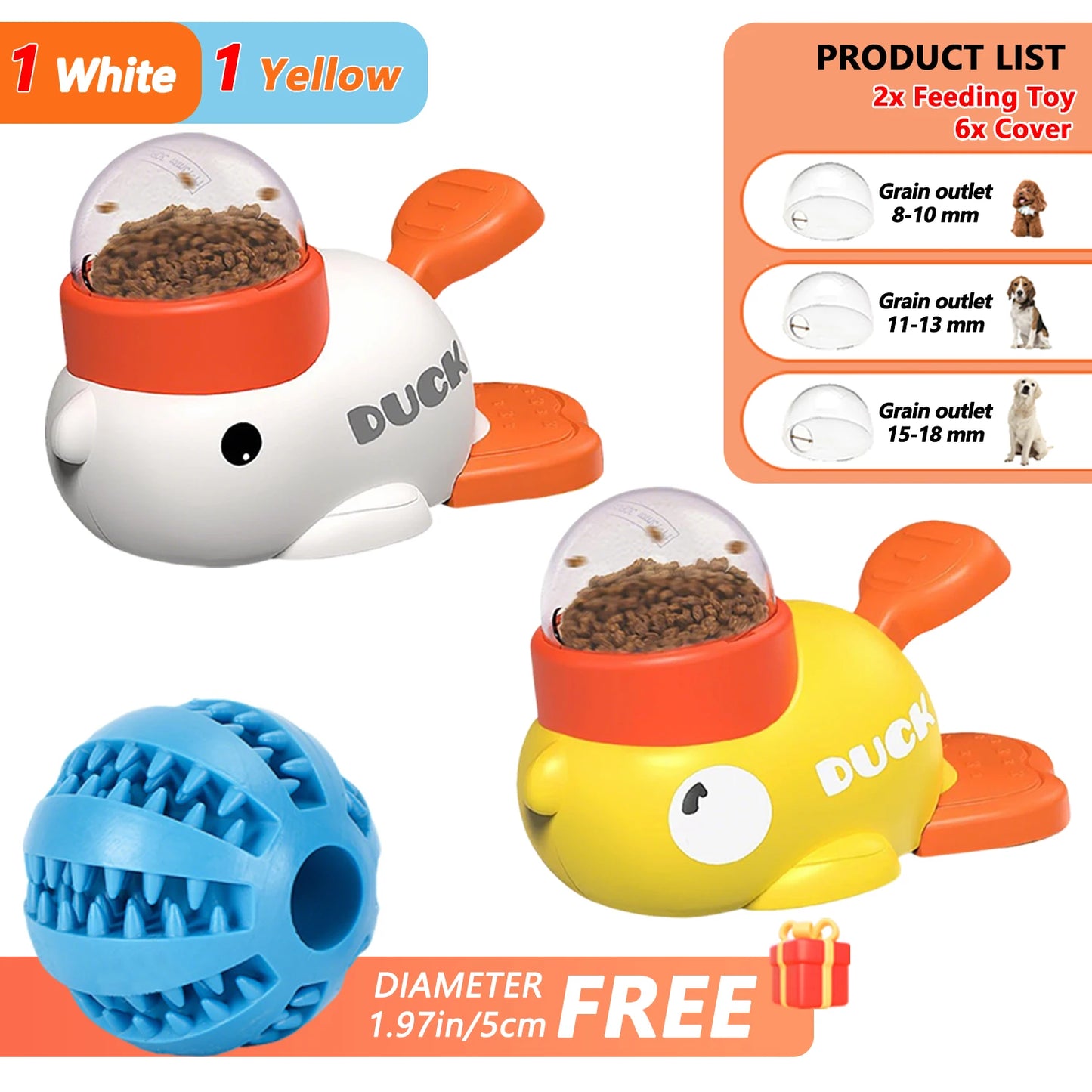 Distributeur de Croquettes et Jouet Interactif – Design Canard