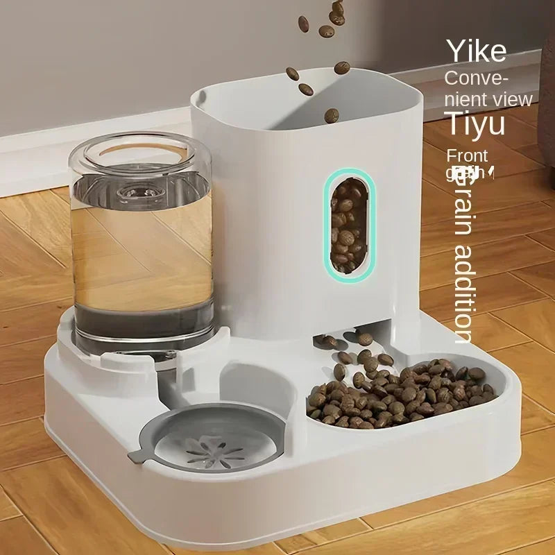 Distributeur Automatique 2-en-1 Nourriture & Eau pour Chats & Chiots