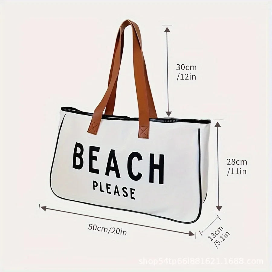 Sac Bandoulière en Coton et Lin - "Beach Please" / "Weekend Vibes"