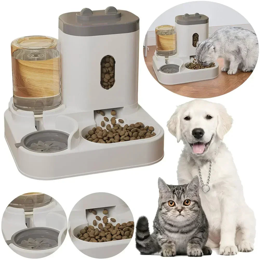 Distributeur Automatique 2-en-1 Nourriture & Eau pour Chats & Chiots