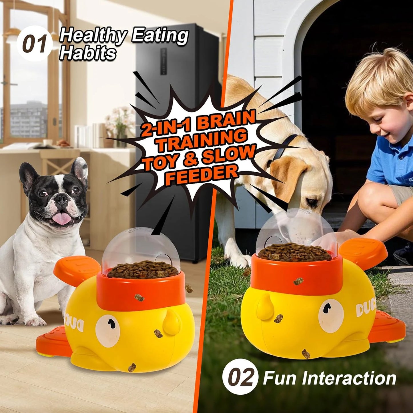 Distributeur de Croquettes et Jouet Interactif – Design Canard