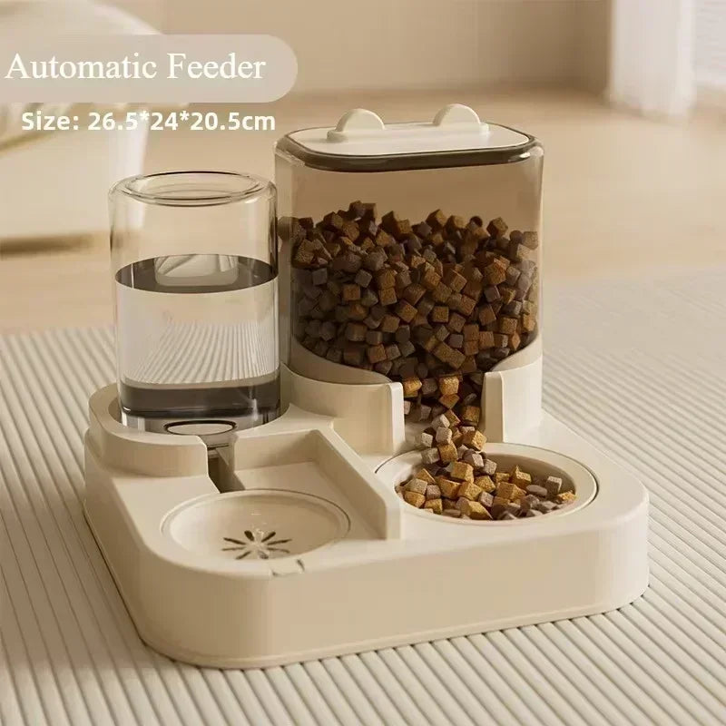 Distributeur Automatique 2-en-1 Nourriture & Eau pour Chats & Chiots