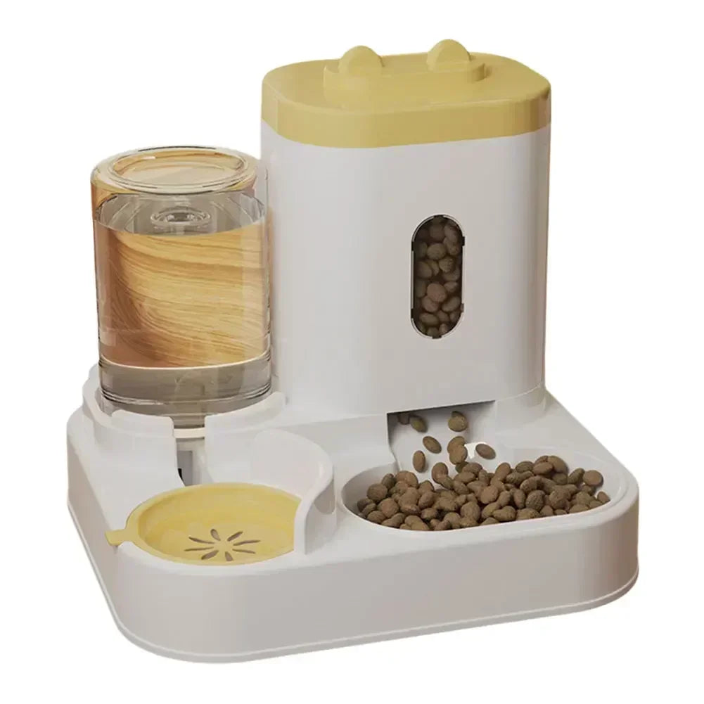 Distributeur Automatique 2-en-1 Nourriture & Eau pour Chats & Chiots
