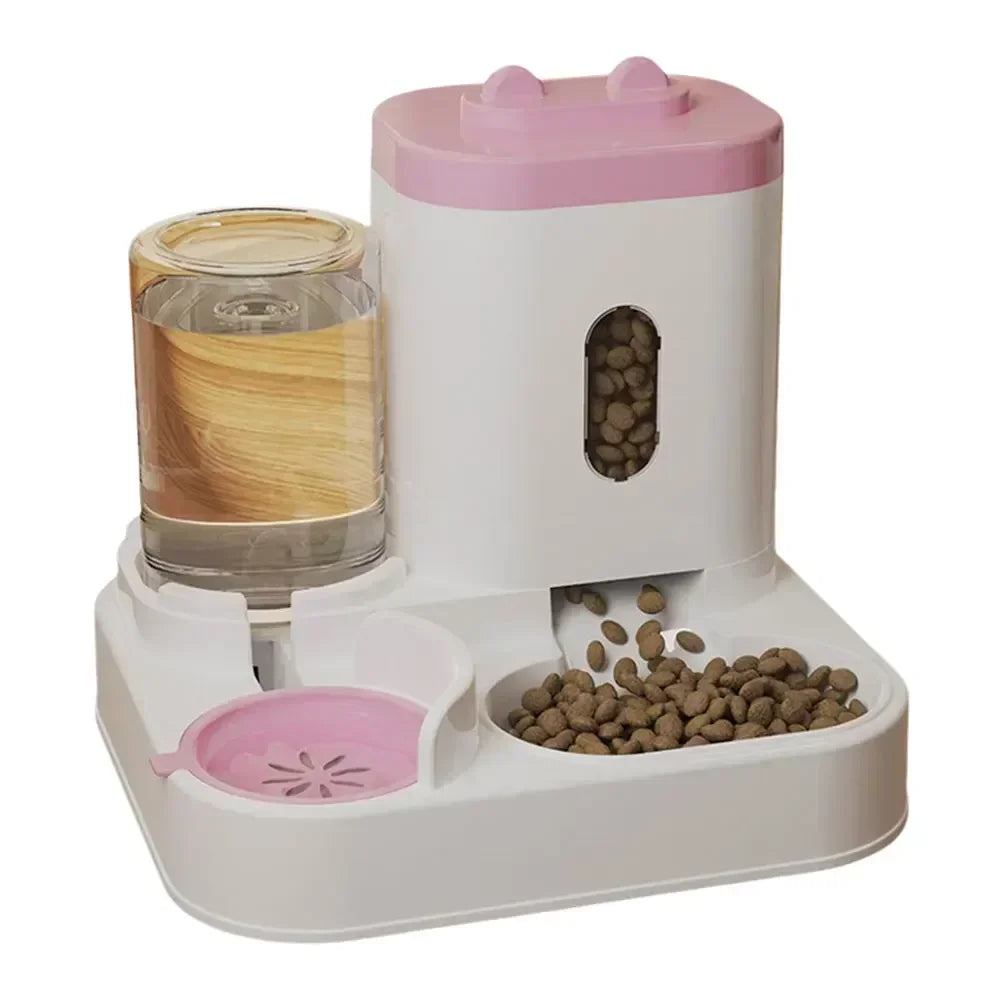 Distributeur Automatique 2-en-1 Nourriture & Eau pour Chats & Chiots