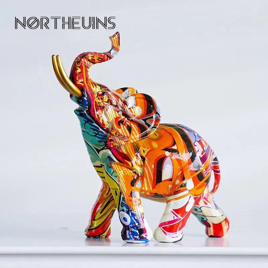 Figurine Éléphant Colorée en Résine