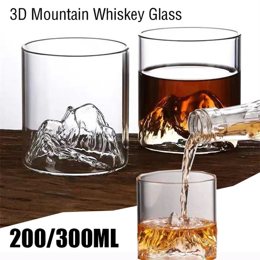 3D Mountain Whiskey Glass — Disponible en 200ML / 300ML / 350ML