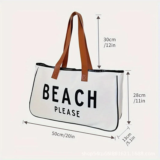 Sac Bandoulière en Coton et Lin - "Beach Please" / "Weekend Vibes"